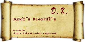 Dudás Kleofás névjegykártya
